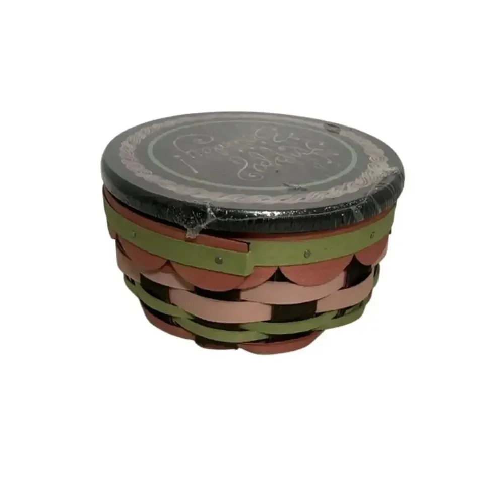 Longaberger 51553 Pink Birthday Cake Basket Round w/ Protector Lid Sealed